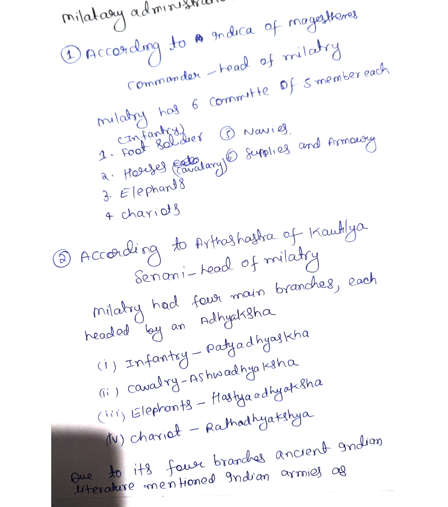 Mauryan military administration — class board notes