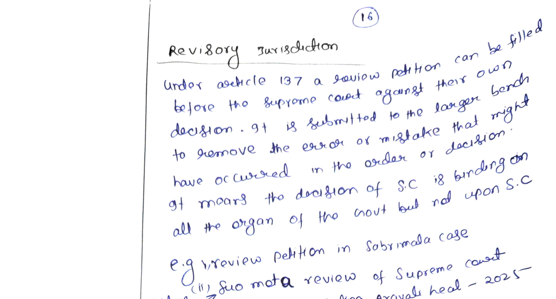 Revisory jurisdiction (Art 137) — class board notes